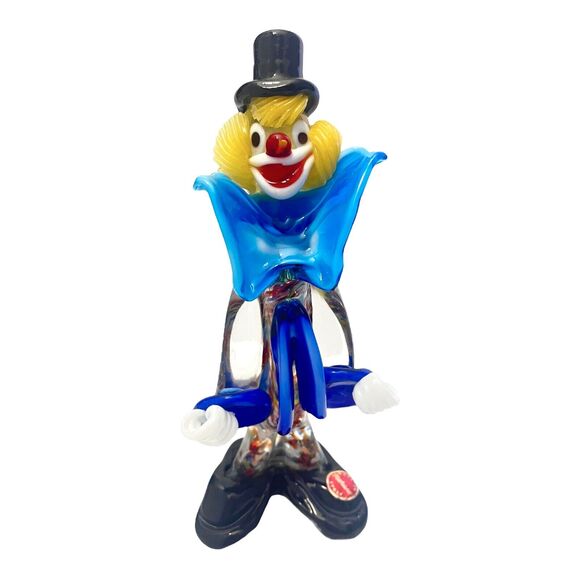 Murano Italy Art Glass 7.5" CLOWN FIGURINE Bow Tie Fratelli Pitau Sculpture Tag! - Picture 1 of 7
